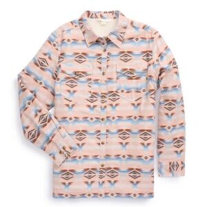 Ely and Walker Womens Aztec Flannel Shacket Pink/Blue Cotton Jacket